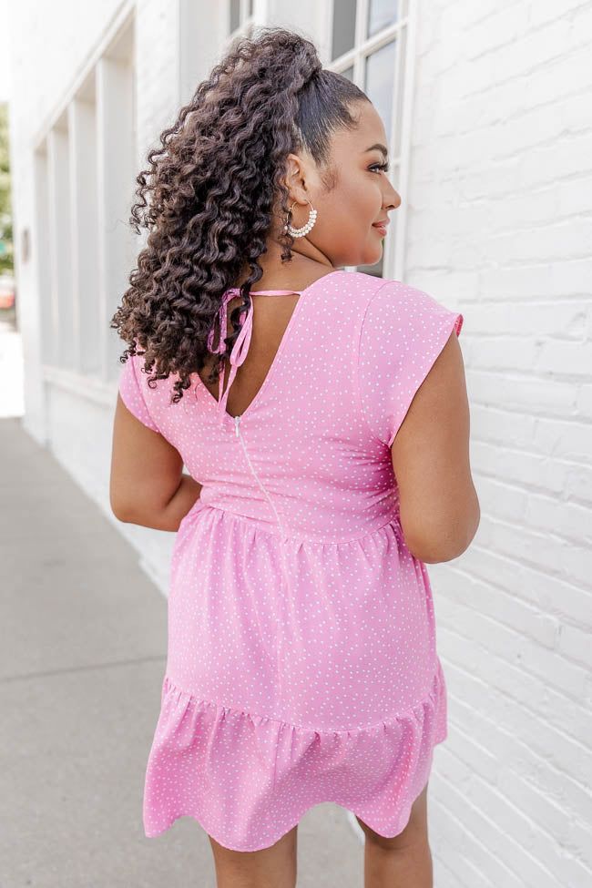 Summer Dreams Pink Polka Dot Tiered Mini Dress FINAL SALE sold by Pink Lily product image thumbnail 5