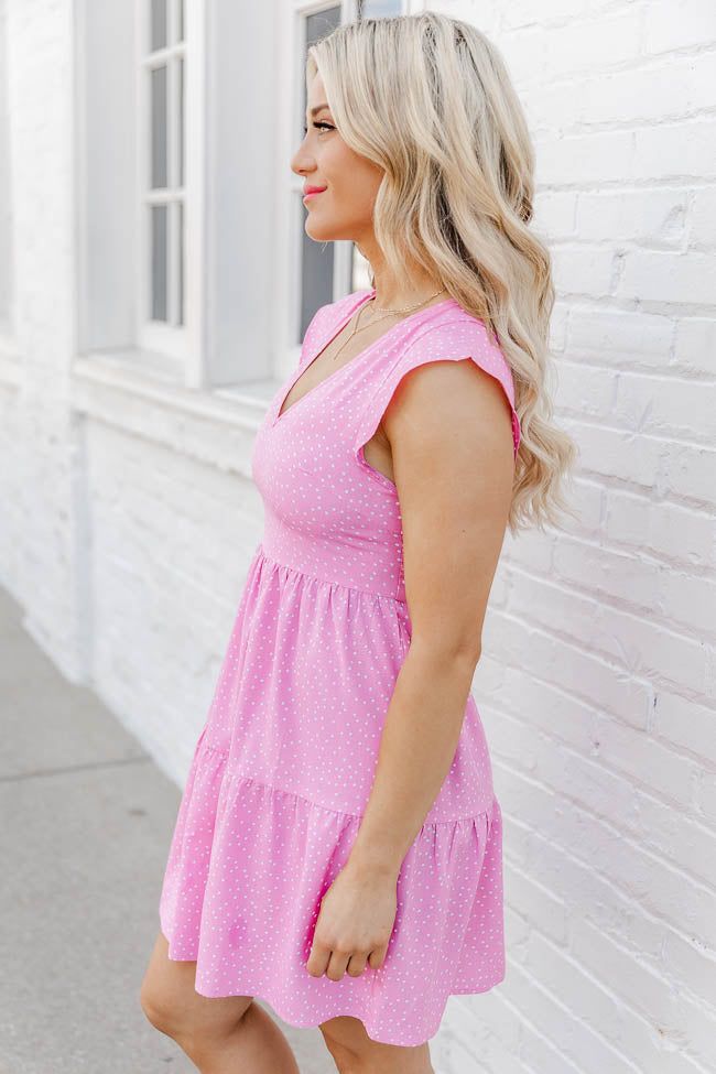 Summer Dreams Pink Polka Dot Tiered Mini Dress FINAL SALE sold by Pink Lily product image thumbnail 8