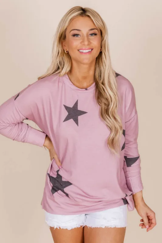 Lucky Stars Mauve Pullover FINAL SALE sold by Pink Lily