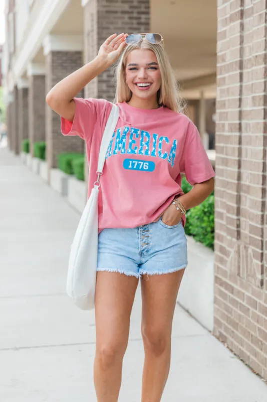 America Star 1776 Brick Oversized Graphic Tee sold by Pink Lily