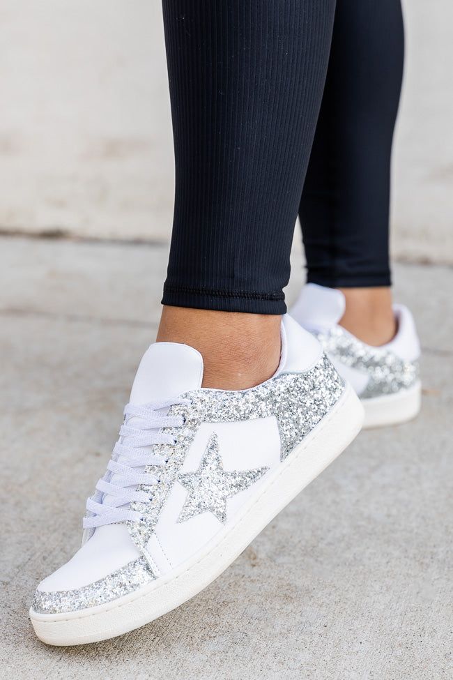 Duckie Silver Glitter Star Sneakers FINAL SALE sold by Pink Lily