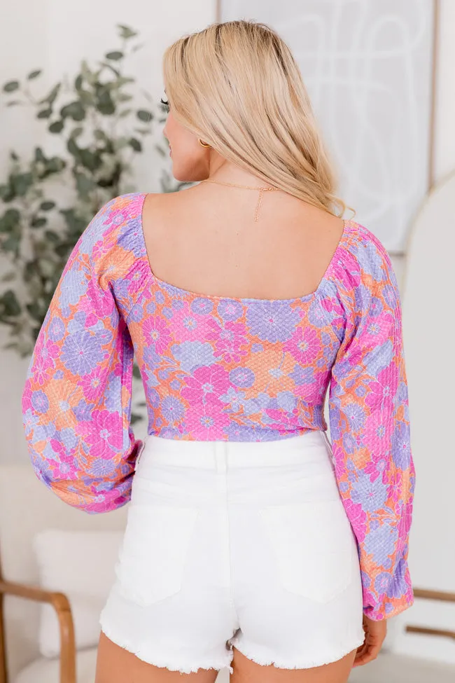 One Last Chance Pink Multi Floral Knit Long Sleeve Bodysuit FINAL SALE sold by Pink Lily product image thumbnail 4