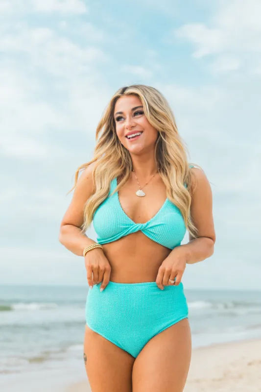 It's My Moment Blue Twist Front Swimsuit Top FINAL SALE sold by Pink Lily