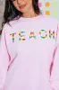 Classroom Colors Chenille Patch Light Pink Graphic Sweatshirt FINAL SALE sold by Pink Lily