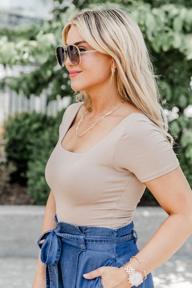 For The Better Nude Square Neck Bodysuit FINAL SALE sold by Pink Lily product image thumbnail 4