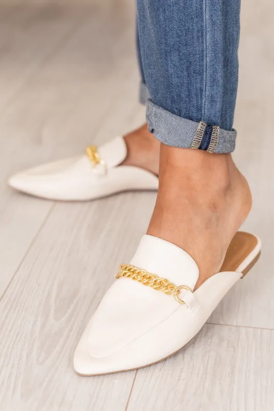 Millie Cream Leather Mules FINAL SALE sold by Pink Lily