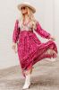 Call Me Magenta Floral Border Printed Belted Maxi Dress FINAL SALE sold by Pink Lily