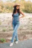 Country Roads Sweetheart Denim Jumpsuit sold by Pink Lily
