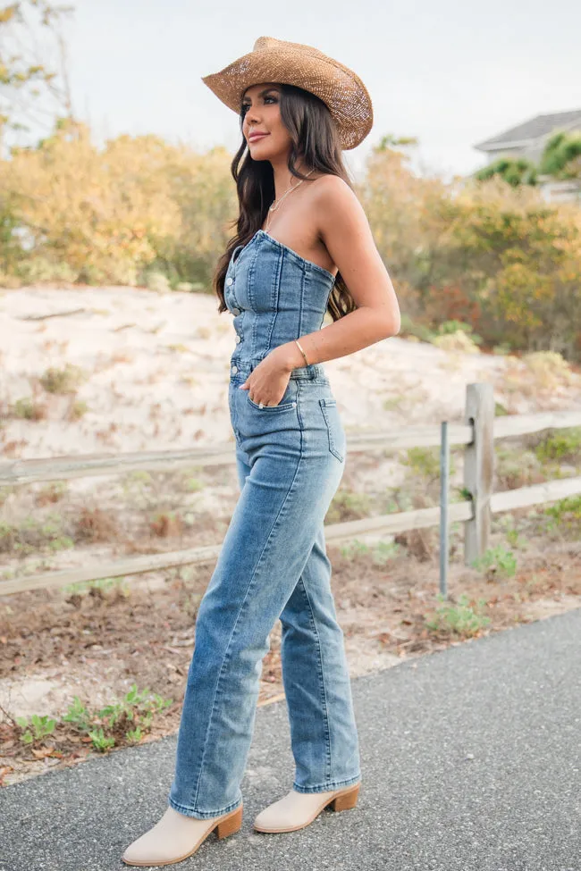 Country Roads Sweetheart Denim Jumpsuit sold by Pink Lily product image thumbnail 3