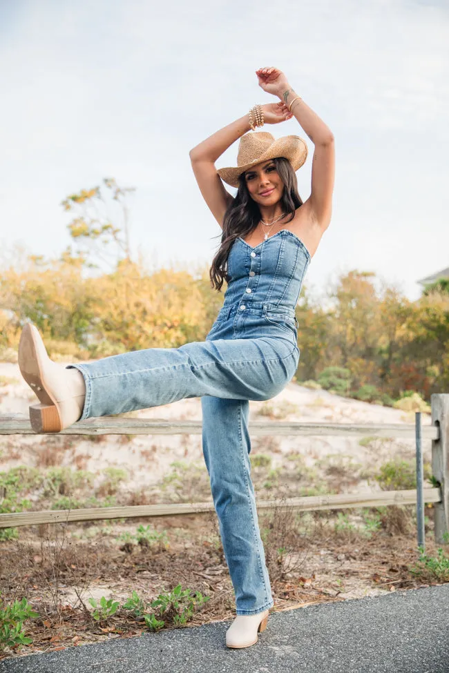 Country Roads Sweetheart Denim Jumpsuit sold by Pink Lily product image thumbnail 2