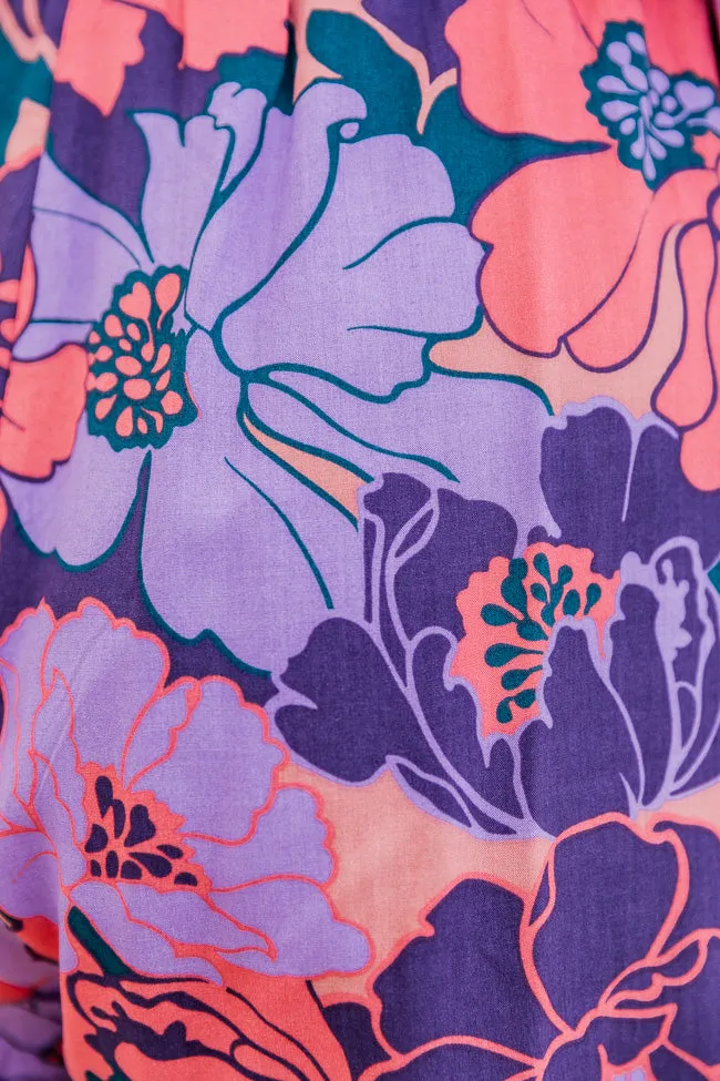 A New Look Purple Floral Printed Smocked Bust Long Sleeve Romper FINAL SALE sold by Pink Lily product image thumbnail 4