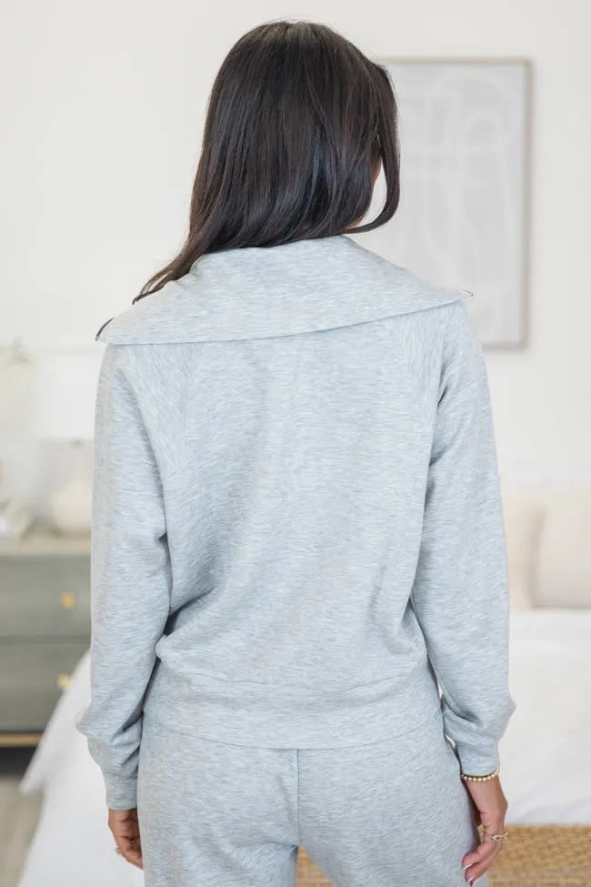 Lets Just Stay Heather Grey Quarter Zip Knit Pullover FINAL SALE sold by Pink Lily product image thumbnail 5