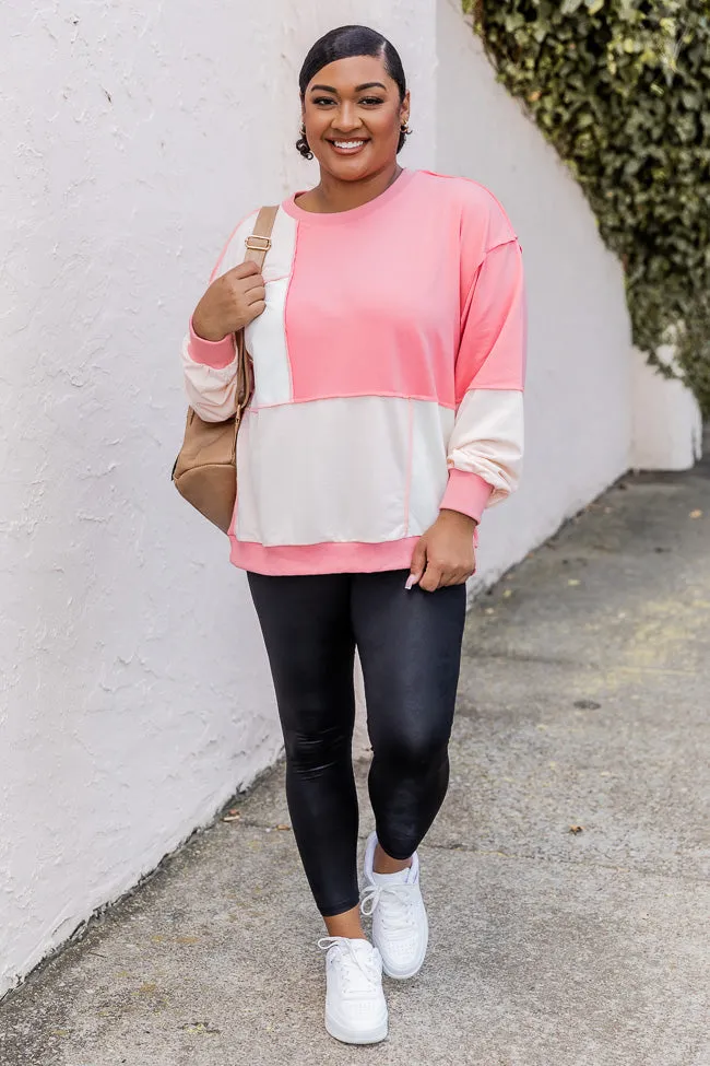 Love You Better Coral Colorblock Patchwork Pullover FINAL SALE sold by Pink Lily product image thumbnail 2