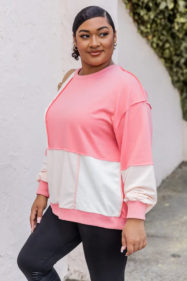 Love You Better Coral Colorblock Patchwork Pullover FINAL SALE sold by Pink Lily product image thumbnail 3