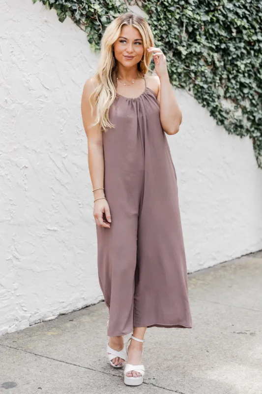 Wherever I Go Nutmeg Crepe Jumpsuit FINAL SALE made by Pink Lily