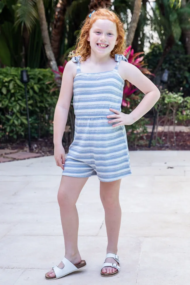 Born To See The World Girls Blue Striped Romper FINAL SALE sold by Pink Lily product image thumbnail 2