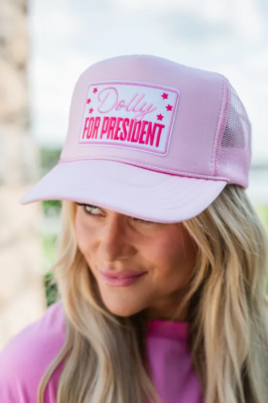 Dolly for President Light Pink Trucker Hat sold by Pink Lily