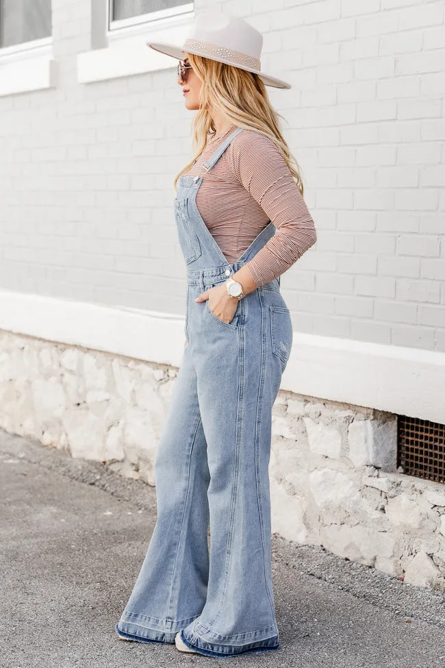 Many Moments Medium Wash Flared Overalls FINAL SALE sold by Pink Lily product image thumbnail 2