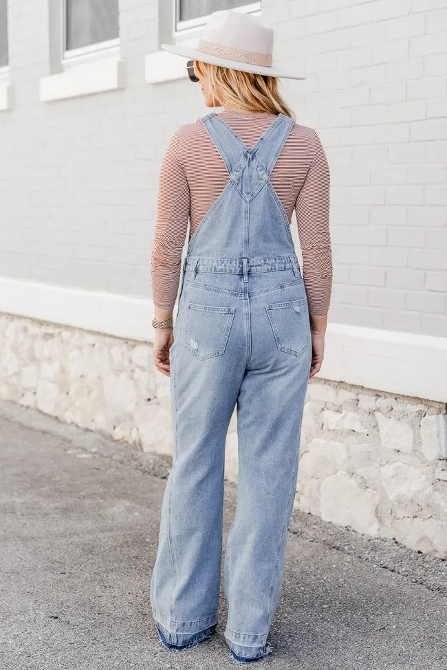Many Moments Medium Wash Flared Overalls FINAL SALE sold by Pink Lily product image thumbnail 3