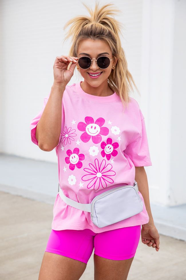 Smileys Daisy's Pink Oversized Graphic Tee sold by Pink Lily product image thumbnail 3
