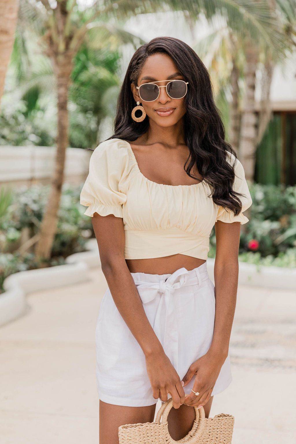 Some Day Yellow Short Sleeve Cropped Blouse FINAL SALE sold by Pink Lily product image thumbnail 5