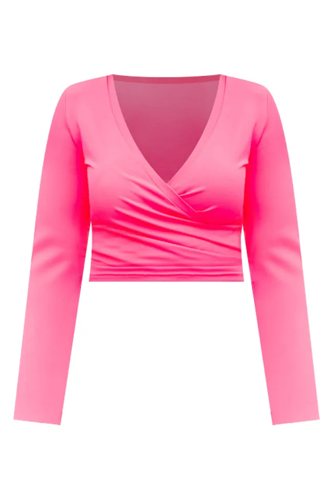 Better Than Ever Hot Pink Active Wrap Top FINAL SALE sold by Pink Lily product image thumbnail 5