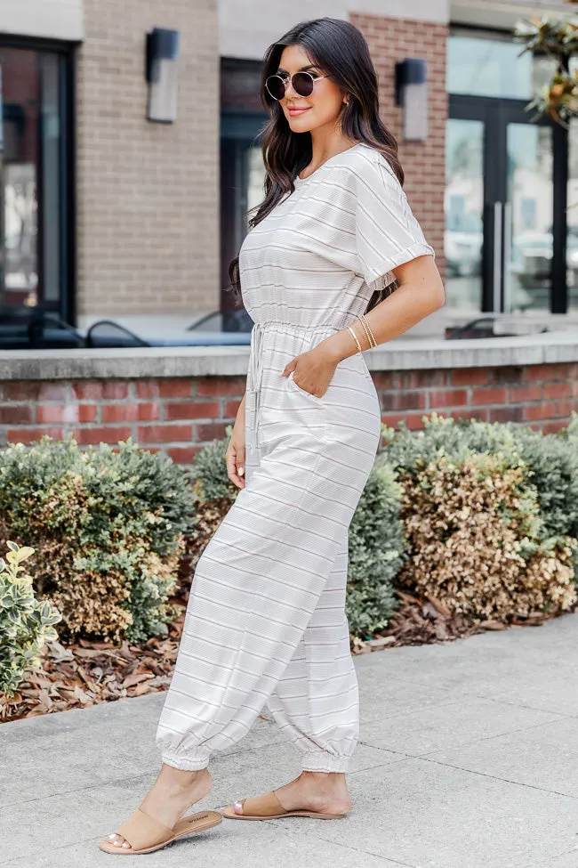 Crazy About You Grey Striped Short Sleeve Jumpsuit FINAL SALE sold by Pink Lily product image thumbnail 3