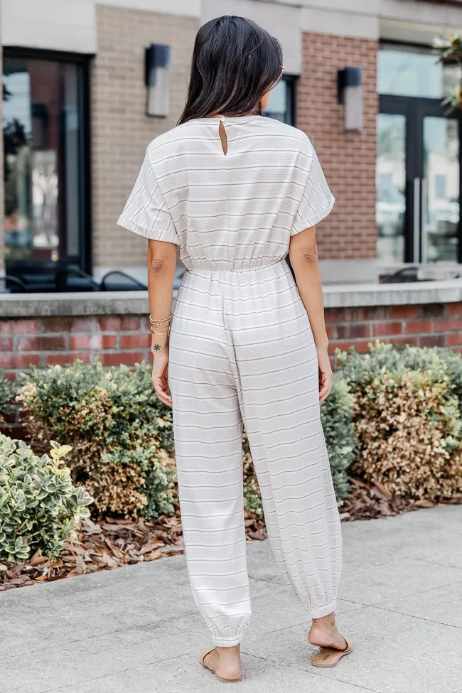 Crazy About You Grey Striped Short Sleeve Jumpsuit FINAL SALE sold by Pink Lily product image thumbnail 4