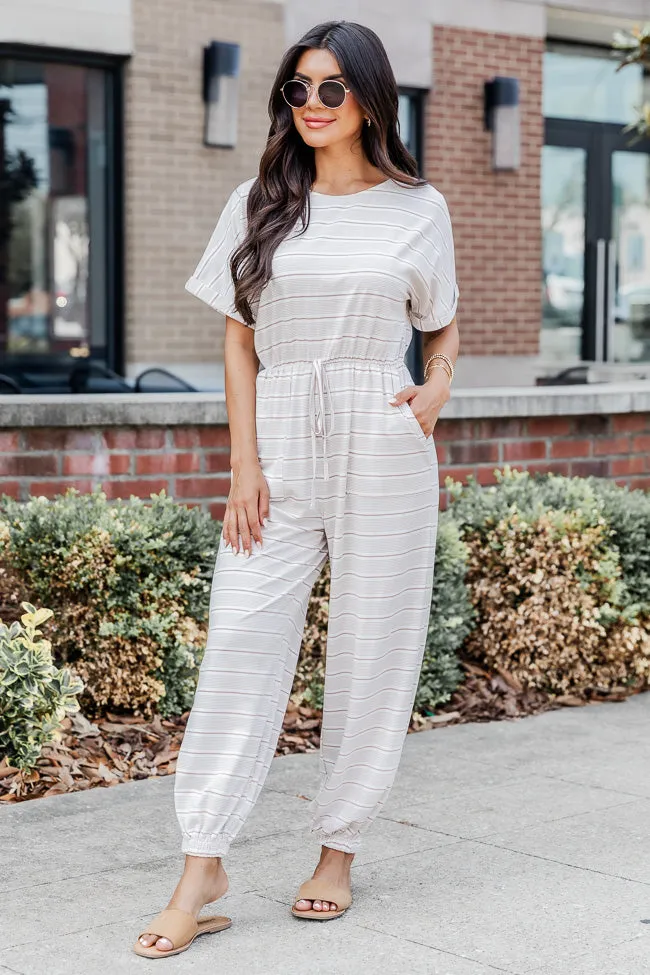Crazy About You Grey Striped Short Sleeve Jumpsuit FINAL SALE sold by Pink Lily product image thumbnail 2