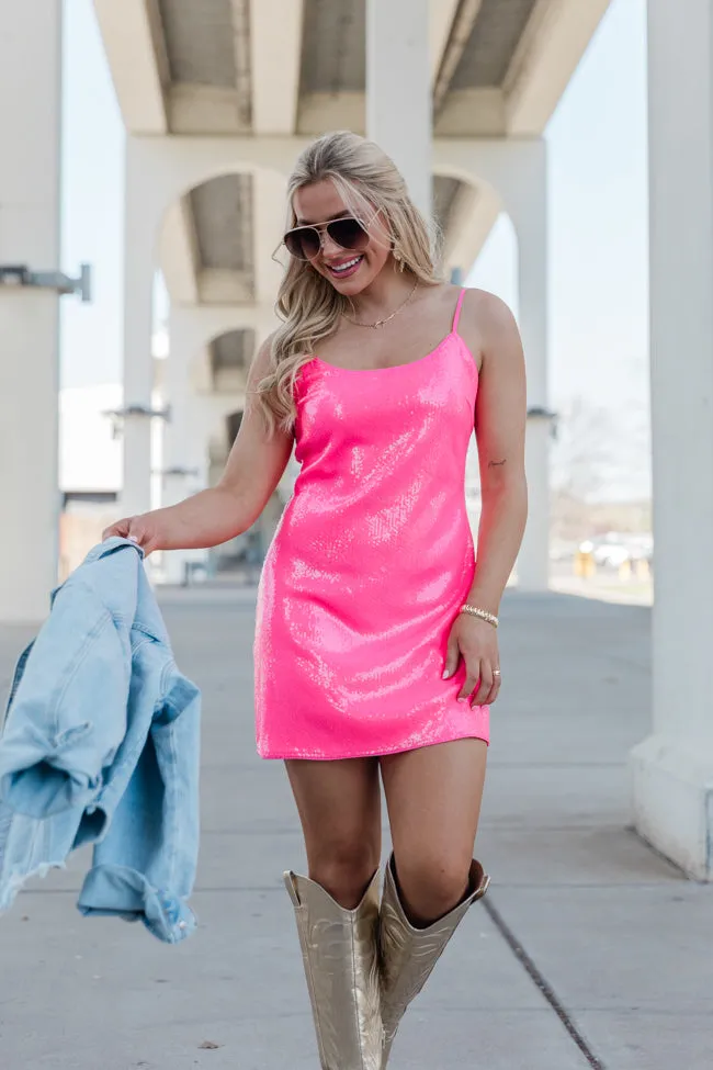 Listen To The Music Pink Sequin Spaghetti Strap Dress FINAL SALE sold by Pink Lily product image thumbnail 2