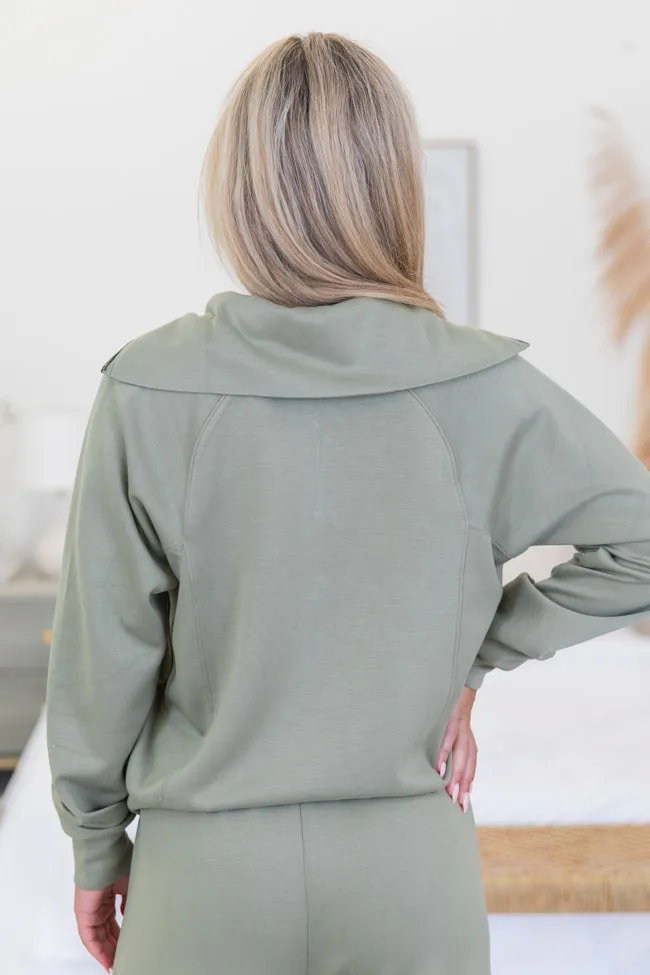 Let's Just Stay Olive Quarter Zip Knit Pullover sold by Pink Lily product image thumbnail 4