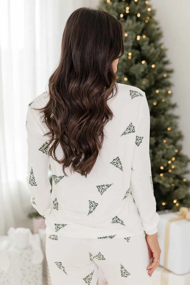 Merry All The Way Cream Christmas Tree Print Pajama Top FINAL SALE sold by Pink Lily product image thumbnail 5