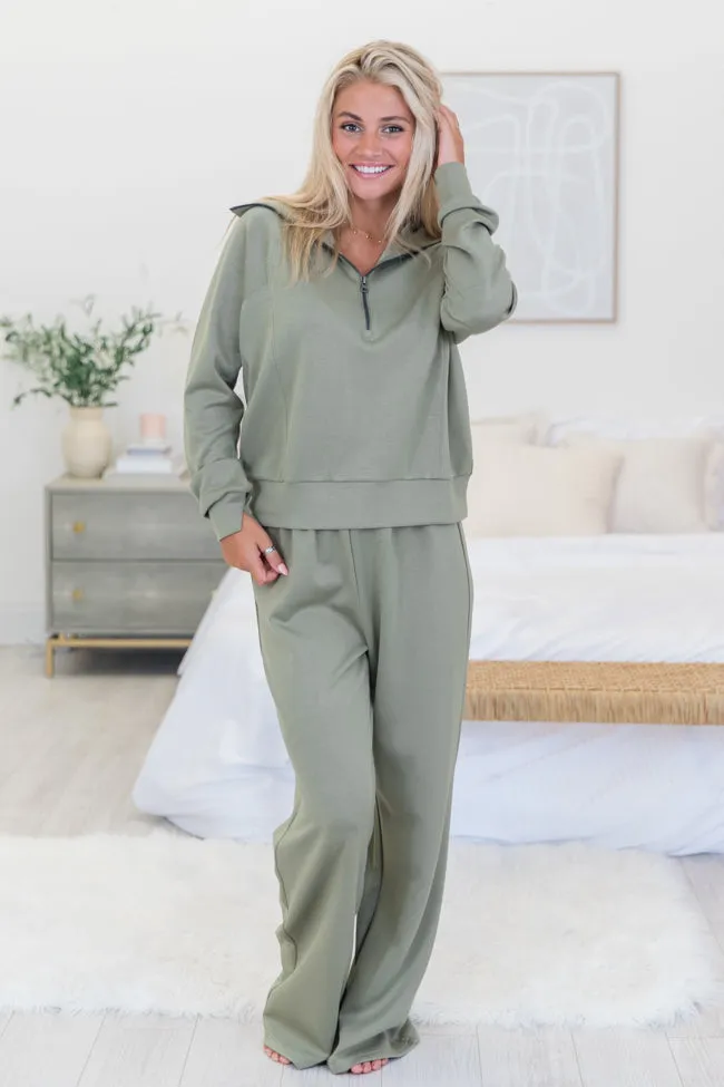 Let's Just Stay Olive Quarter Zip Knit Pullover sold by Pink Lily product image thumbnail 2