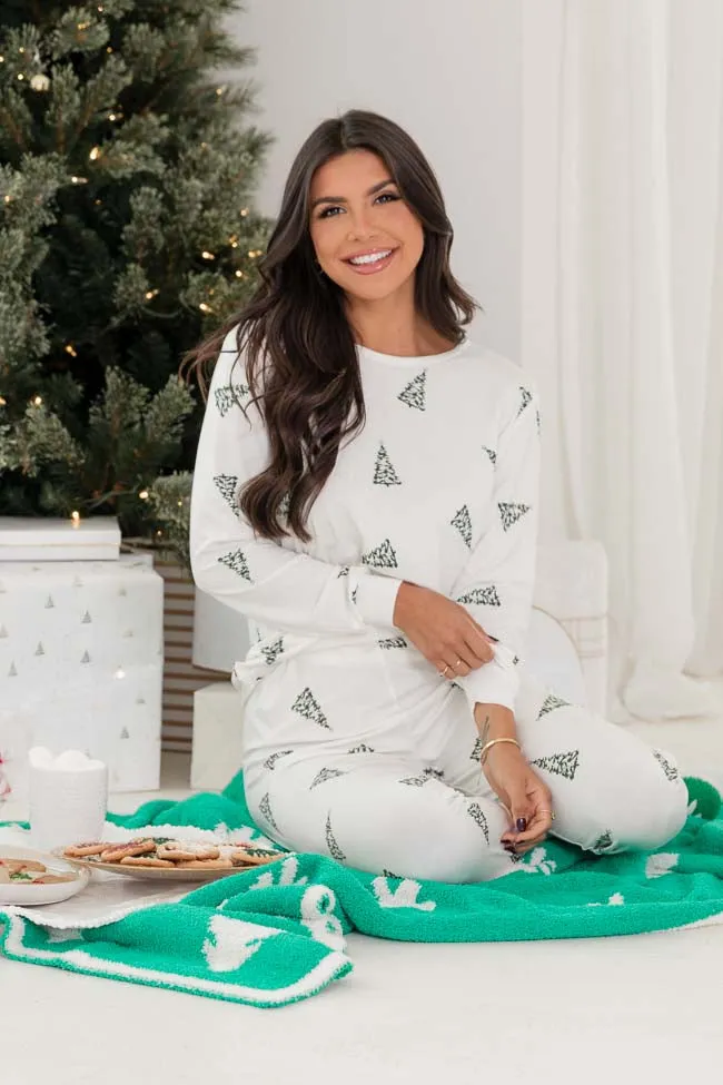 Merry All The Way Cream Christmas Tree Print Pajama Top FINAL SALE sold by Pink Lily product image thumbnail 3