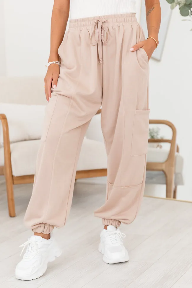 Total Comfort Beige Wide Fit Lounge Joggers sold by Pink Lily