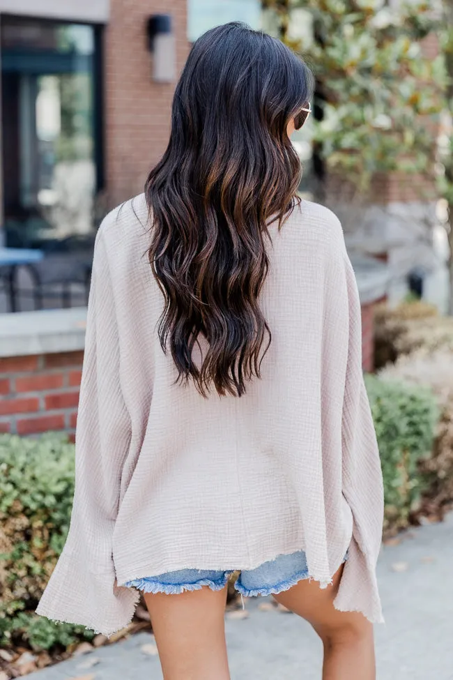 Out On Your Own Taupe Gauze Acid Wash Cardigan Top FINAL SALE sold by Pink Lily product image thumbnail 5