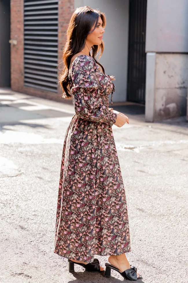 For The Last Time Black Multi Floral Long Sleeve Midi Dress FINAL SALE sold by Pink Lily product image thumbnail 3