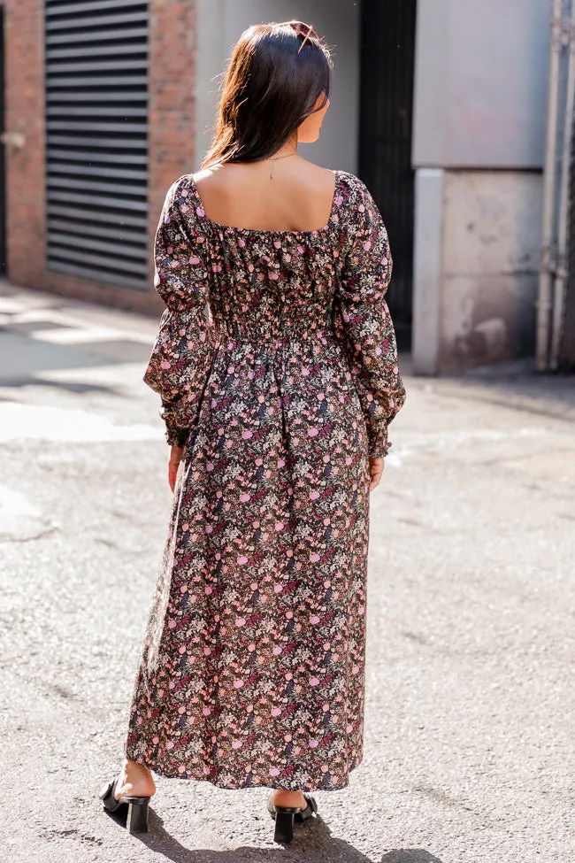 For The Last Time Black Multi Floral Long Sleeve Midi Dress FINAL SALE sold by Pink Lily product image thumbnail 4