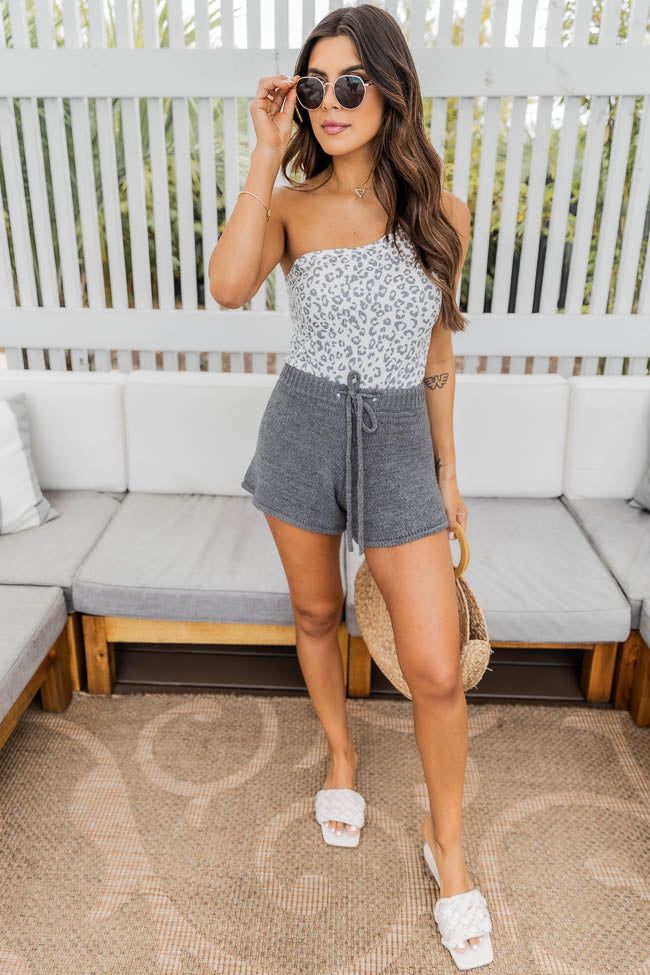 Perfect Example Ivory/Grey One Shoulder Leopard Bodysuit FINAL SALE sold by Pink Lily product image thumbnail 4