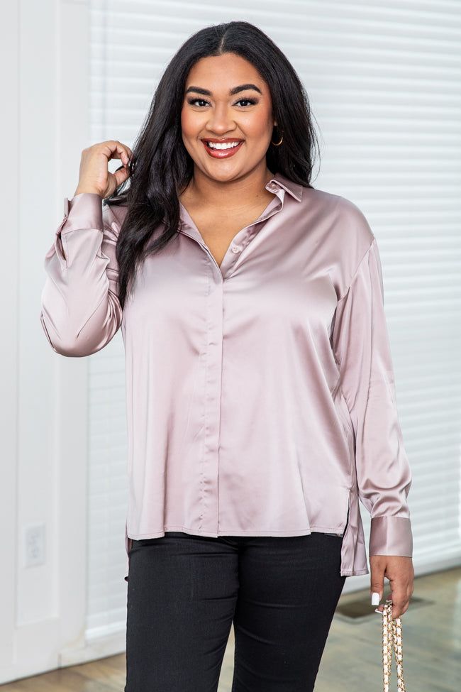 Need To Hear From You Taupe Satin Blouse FINAL SALE sold by Pink Lily product image thumbnail 7