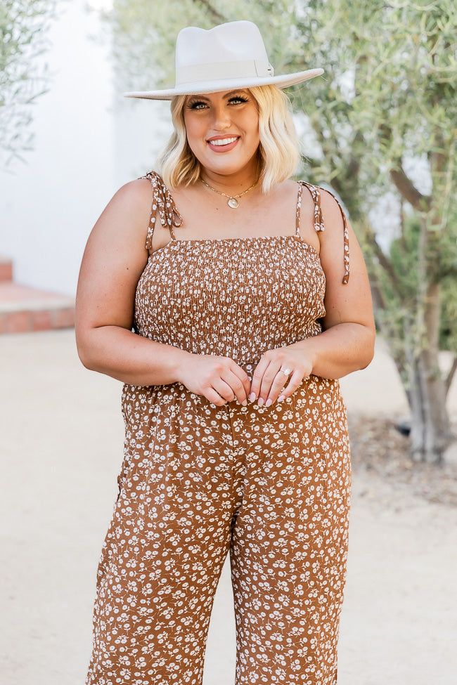 Aware Of This Brown Floral Flare Leg Jumpsuit sold by Pink Lily product image thumbnail 6