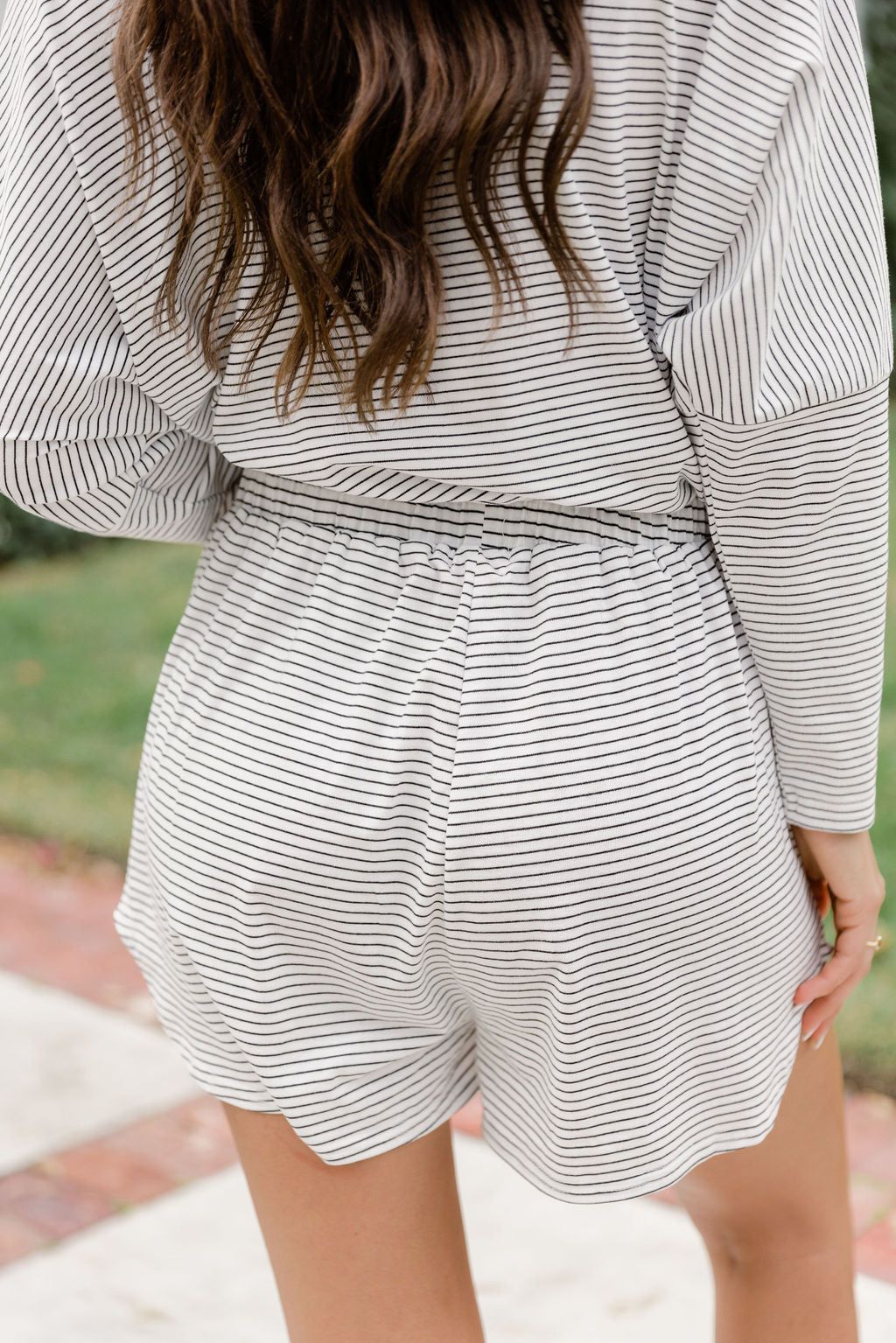 Walk In The Sun Black and White Striped Lounge Shorts FINAL SALE sold by Pink Lily product image thumbnail 4