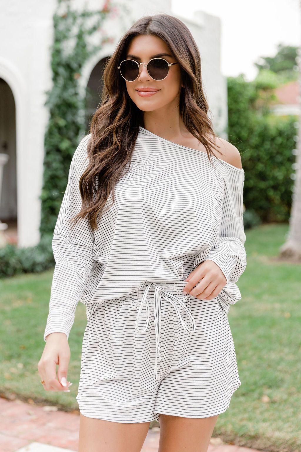 Walk In The Sun Black and White Striped Lounge Shorts FINAL SALE sold by Pink Lily product image thumbnail 5