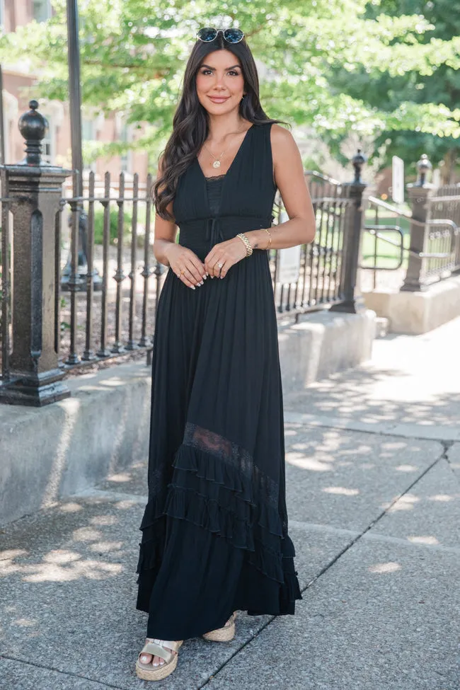 Lucky To Have You Black Sleeveless Maxi Dress sold by Pink Lily