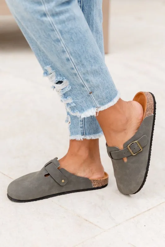 Bambi Charcoal Clog Slide Shoes FINAL SALE made by Pink Lily