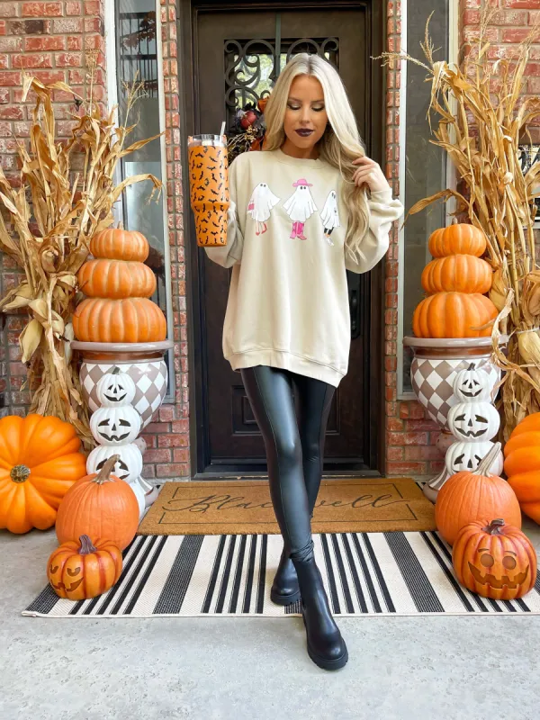 Girlie Ghost Ivory Oversized Graphic Sweatshirt - Macy Blackwell x Pink Lily sold by Pink Lily