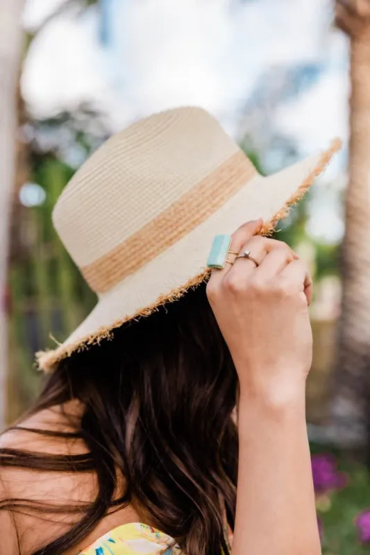 Wonderlust Tan Band Cream Hat FINAL SALE sold by Pink Lily