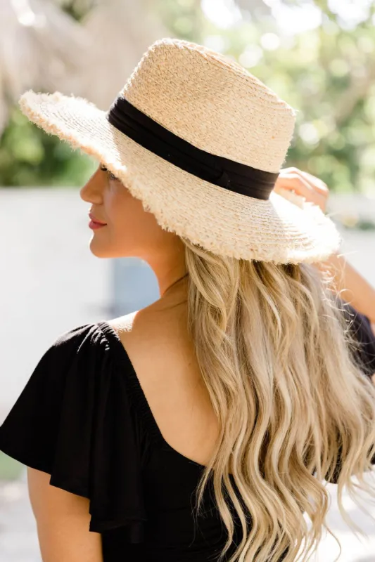 Shy Away Black Ribbon Straw Hat sold by Pink Lily