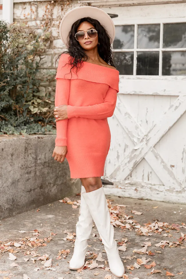 Too Busy Coral Off The Shoulder Sweater Dress FINAL SALE sold by Pink Lily product image thumbnail 2