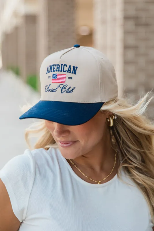 Flag Navy and Khaki Trucker Hat sold by Pink Lily